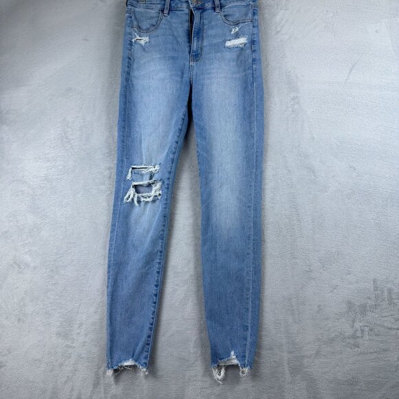 American Eagle Skinny Jeans Size 6 Regular Distressed Light Wash Womens Blue - Picture 1 of 12
